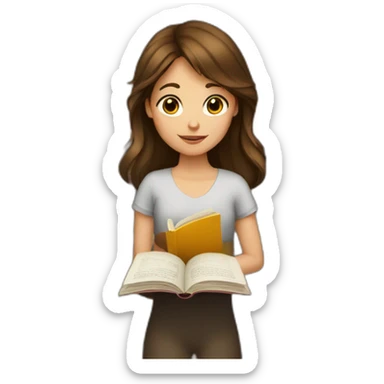 brown-hair-girl-reading-book sticker