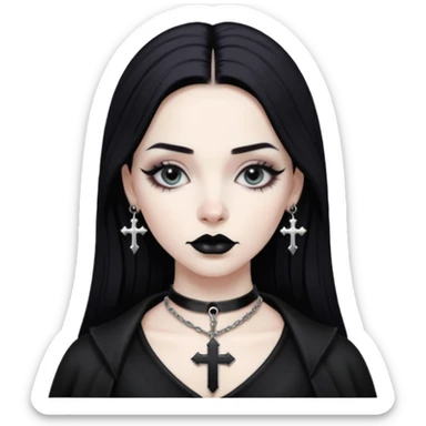 black pink goth cross  sticker