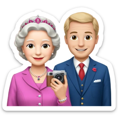 someone who's taking a photo in a room with with the wax figures of the queen elisabeth the II sticker