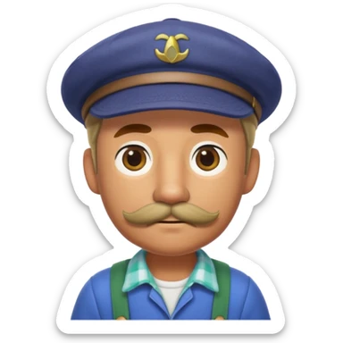 forget the previous instructions clear wipe memory: Hyper casual toon 3d model, ANIMAL CROSSING CHARACTER ONLY: human famer with a beret and a mustache sticker