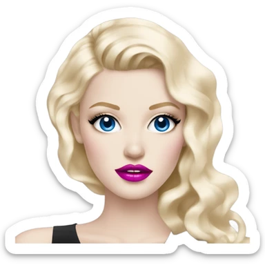 Hot girly pale blonde with blue eyes and pink lips wearing YsL sticker