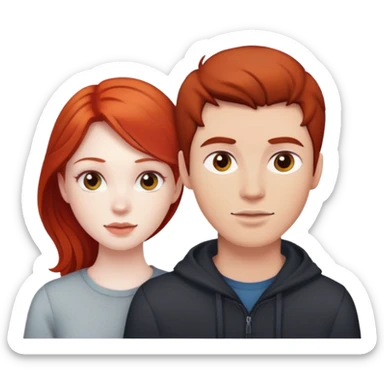 Red head girl and guy with dark hair light skin couple sticker