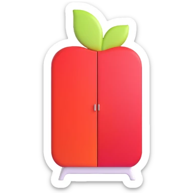 white modern wardrobe with apple-inspired design sticker