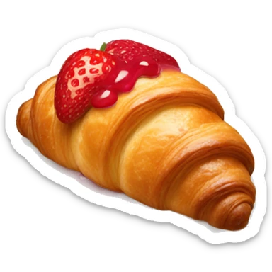 croissant with strawberry topping sticker