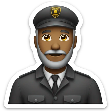create a dark-skinned taxi driver emoji with a gray beard and wearing a beret. sticker