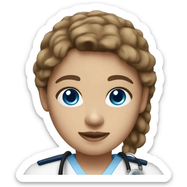 Nurse with light skin, brown hair and blue eyes  sticker