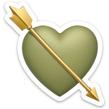 Pale olive heart with gold arrow sticker