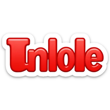 "Unloved" word in vivid red typography letting, isolated on a transparent background sticker