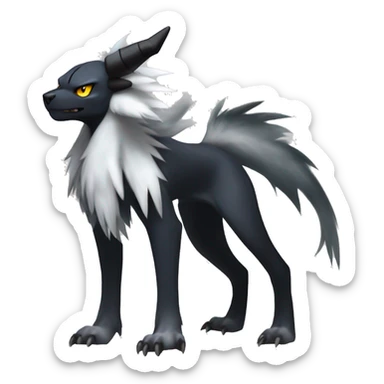 Cool Edgy Absol-Houndoom-Luxray Fakémon Digimon with Edgy markings, full body, outlined sticker