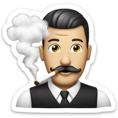 emoji of a man with a moustache and cropped hair smoking a vape sticker