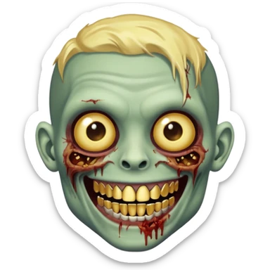 Zombie boy smiling with golden shiny teeth grillz  sticker