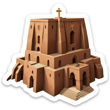 Create the rock hewn Church of Saint George in Lalibela, Ethiopia into an iOS style emoji. Make it HD and precise. sticker