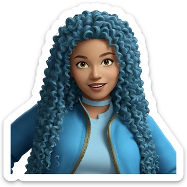 smiling girl with curly hair sticker