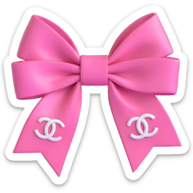 pink bow with Chanel logo, luxurious, glossy sticker