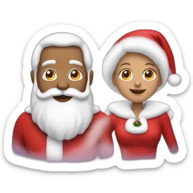 santa and mrs. claus sticker
