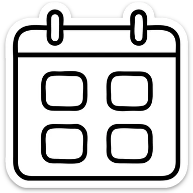 icon of a calendar with four months, outlined style, modern and easy to read sticker