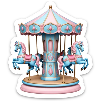 pastel pink and blue merry-go-round carousel sticker