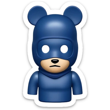 bearbrick figure with a dark blue balaclava mask, simple and elegant sticker