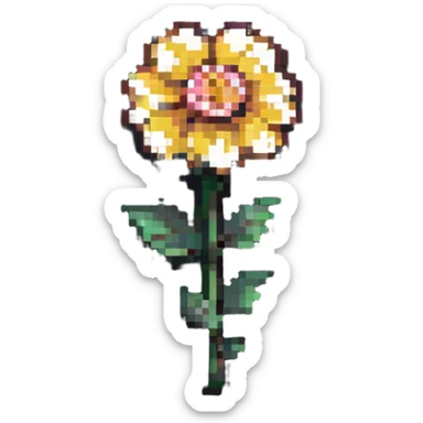 pixel art flower with very few pixels, extremely low resolution, minimal design sticker