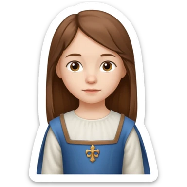 Petite fille villageoise brune à la peau blanche de 8 ans à l'époque du Moyen âge. sticker