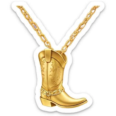 Skinny gold necklace chain with gold cowboy boot as A charmi sticker