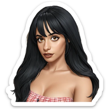 realistic girl with black hair sticker