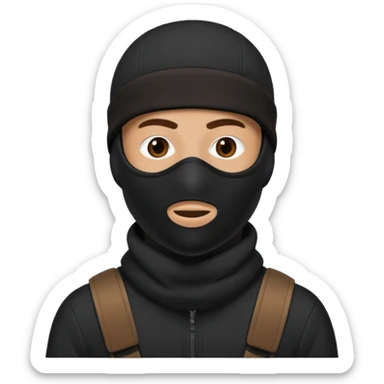 man wearing black ski mask that says “Kevin” on right upper corner sticker