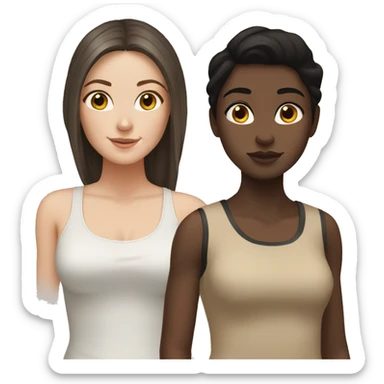 white girl with brown hair and tan girl with black hair  sticker