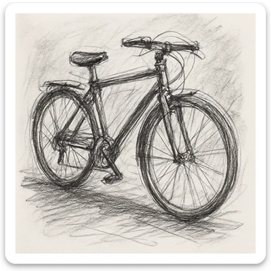 a bicycle in pencil sketch style sticker