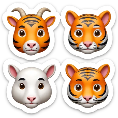 Goats vs Tigers 3d icons sticker