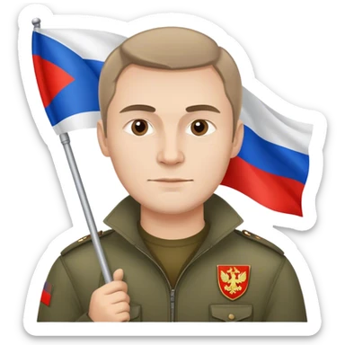 Russian man in Russia with a flag in the background sticker