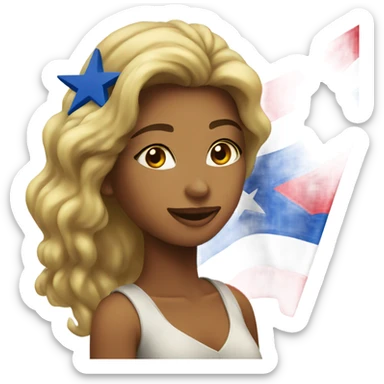 Chica sujetando la bandera de Cuba  sticker