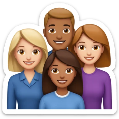 4 people, one man and three women sticker