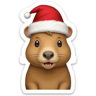 Capybara con gorrito de navidad emoji para Whatsapp  sticker