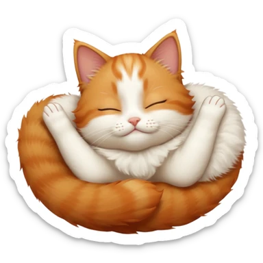 ginger and white small cat in funny positions upside down with eyes closed sticker