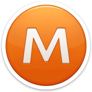 Orange circle with a white M in the Middle sticker