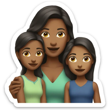 Mixed woman with 2 daughters sticker