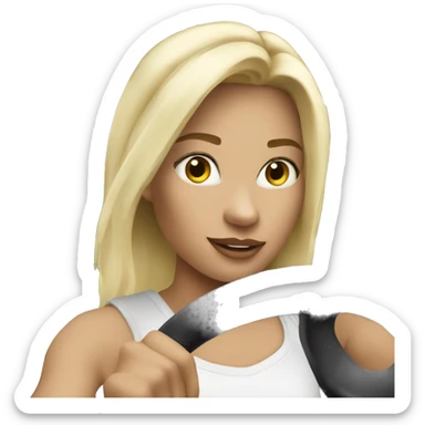 Blonde girl driving white Jeep wrangler  sticker