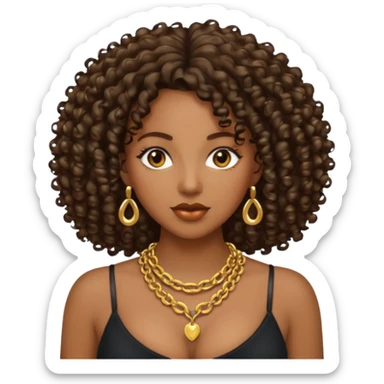 black woman bigger breast emoji curly hair darker sticker