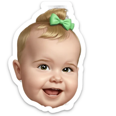 smiling boy with hair bow sticker