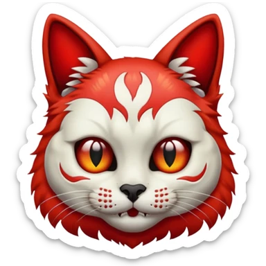Half red cat half skull sticker