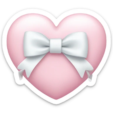 Pastel pink heart with white bow sticker