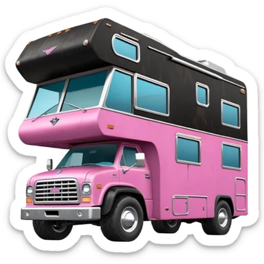Aerodynamic Streamlined dilapidated hillbilly-Barbie Vader styled motor home rv off-roading rock-climbing 4x4 desert Winnebago party monster truck  sticker