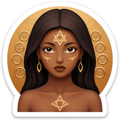 Dark oil traced over woman’s skin forming occult symbols, sensual devotion sticker