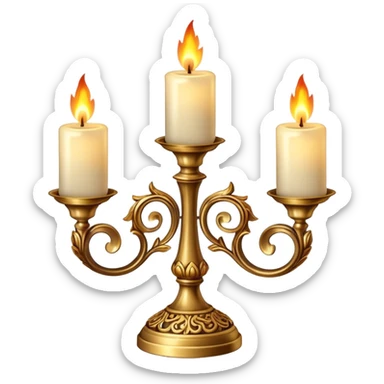 fancy three-candle holder with glowing flames sticker