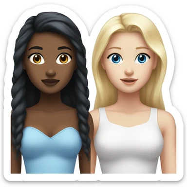Black hair sister and blonde hair sister blue eyes white skin  sticker