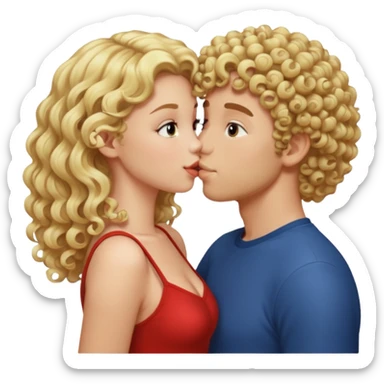 Blonde curly guy kissing on girl butt sticker