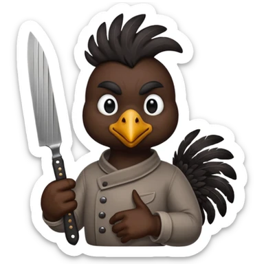 black chicken holding knive sticker