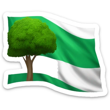 una Bandera de 3 espacios dos en los contados de  color verde en el espacio de enmedio color blanco  un Árbol  sticker