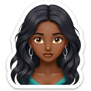 Alluring indian woman shiny long black tousled hair sticker